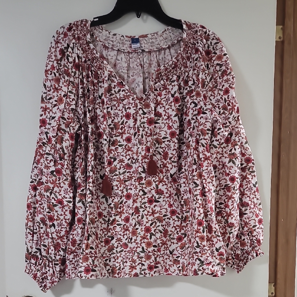 Floral Peasant Blouse in Rose Multi
